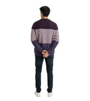 Suéter de punto para hombre con diseño de bloques de color - Cómodo y de punto grueso con cuello redondo - 6205 Rojo/Blanco