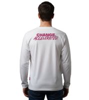 Practical Formula E men's cotton sweatshirt/long-sleeve shirt featuring colorful "Change Accelerated" lettering (White/Pink, 701223588 001)
