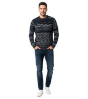 Stylish and high-quality melange knit sweater for a modern and versatile everyday look 6245 Navy