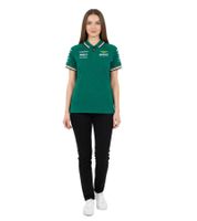 Polo de mujer Aston Martin Fórmula 1 con logo del equipo en el pecho y logos de patrocinadores en las mangas, de algodón, 701229256 001 Verde