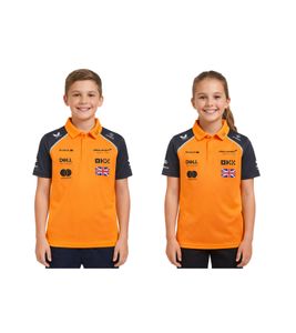Polo per bambini del team McLaren Lando Norris di Formula 1 con loghi degli sponsor, maglia sportiva a maniche corte TJ5318 arancione