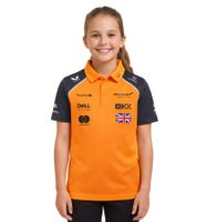 Polo enfant Formule 1 McLaren Lando Norris F1 Team avec logos des sponsors, manches courtes, orange, référence TJ5318