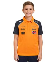 Polo enfant Formule 1 McLaren Lando Norris F1 Team avec logos des sponsors, manches courtes, orange, référence TJ5318