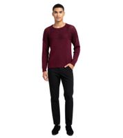 Maglione da uomo moderno e confortevole in maglia fine con zona petto testurizzata e look elegante 6250 Rosso Vino