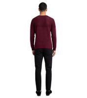Maglione da uomo moderno e confortevole in maglia fine con zona petto testurizzata e look elegante 6250 Rosso Vino