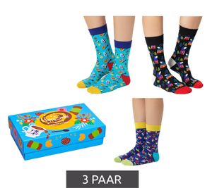 Pack de 3 pares de calcetines de algodón Happy Socks Edición Sueca para mujer, calcetines de uso diario en caja de regalo XSWE08-6700 Azul/Negro
