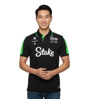 Colorful Stake Kick Sauber Formula 1 Team Kick 2024 Men's Polo Shirt, Formula 1 Summer Shirt with Cotton, 701232879 001, Black/Green