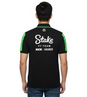Colorful Stake Kick Sauber Formula 1 Team Kick 2024 Men's Polo Shirt, Formula 1 Summer Shirt with Cotton, 701232879 001, Black/Green