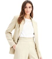 Blazer classique effet lin pour femme, doublure rayée, coupe ample, 968952 Noir ou 965058 Beige