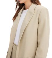 Blazer classique effet lin pour femme, doublure rayée, coupe ample, 968952 Noir ou 965058 Beige