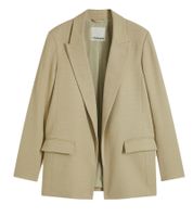 Blazer classique effet lin pour femme, doublure rayée, coupe ample, 968952 Noir ou 965058 Beige