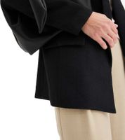 Blazer classique effet lin pour femme, doublure rayée, coupe ample, 968952 Noir ou 965058 Beige