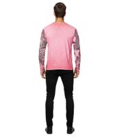 Chemise homme à manches longues, col V, imprimé délavé, coupe ajustée, coloris corail 10135.