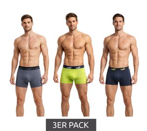 Confezione da 3 boxer PUMA Basic da uomo, in cotone, codice 100003547 4471, colore verde lime/grigio/blu scuro
