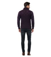 Moderner Herren Strick-Pullover mit Rollkragen und Kontraststrick Struktur-Sweater 13366 Marine 