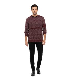 Pull en maille moderne pour homme, col rond, motif à pois, 6245-Rouge