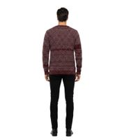 Modern Men's Knit Sweater, Crew Neck with Polka Dot Pattern, 6245-Red