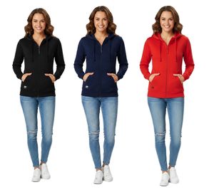 alltagstaugliche Helly Hansen Damen Sweat-Jacke mit Kapuze Zip-Hoodie mit Taschen 280 g/m² 79217 Schwarz, Rot oder Navy-Blau