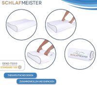 Thermoregulating SCHLAFMEISTER Bat Pillow, Head and Neck Support Pillow, OEKO-TEX Certified, Allergy-Friendly Pillow, 60x30x10cm, White