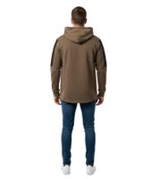 Moderner Herren Hoodie mit Strukturärmeln und Logo Patch Kapuzen-Pullover Sweater 19072 Khaki