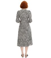 Vestido cruzado para mujer con estampado de cebra, manga larga, estilo casual 931281 Negro/Blanco