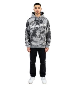 Lässiger Herren-Hoodie im angesagten Batik-Look mit auffälligem Print und lässigem Schnitt 19112 Anthrazit