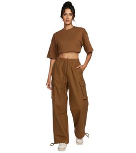 Comfortable NIKE Dance Cargo Women's Jogging Pants - Comfortable Sports Pants with Cargo Pockets - Cotton Pants FV7520-281 Brown
