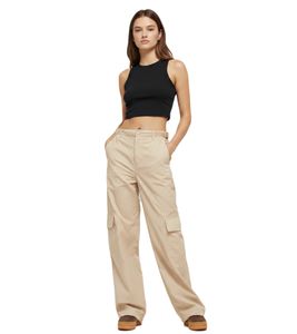 praktische adidas Cargo-Hose Damen Freizeit-Hose mit aufgesetzten Taschen Loose Fit JF6531 Beige