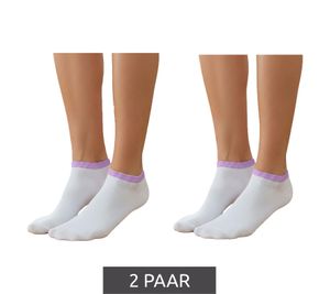 Lot de 2 paires de chaussettes de sport pour femme, 90 deniers, opaques et chaudes en coton, blanches et violettes