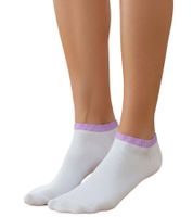 2 Paar Damen Sneaker-Socken mit 90 DEN blickdicht & wärmend Baumwoll-Socken Weiß/Lila