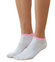 2 Pairs of Women's Sneaker Socks, 90 Denier, Opaque & Warm Cotton Socks, White/Pink