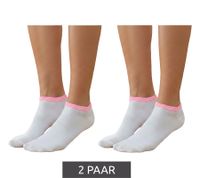 2 Pairs of Women's Sneaker Socks, 90 Denier, Opaque & Warm Cotton Socks, White/Pink