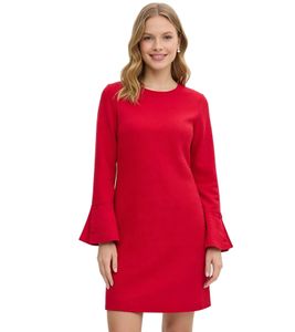 Vestido de verano texturizado para mujer, minivestido de manga larga, vestido de vacaciones 910257 Rojo