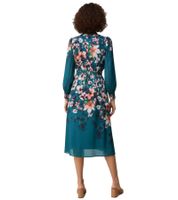 Vestido midi de alta calidad para mujer, manga larga, botones, ramio, con cinturón 978291 Verde/Multicolor