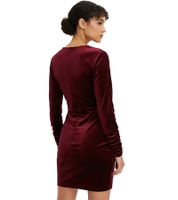 Vestido de fiesta corto de terciopelo para mujer, estilo atemporal, con mangas largas, 923699, color rojo burdeos