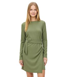 Vestido corto sencillo para mujer, de manga larga, de crepé de punto, ideal para negocios (923840, verde)