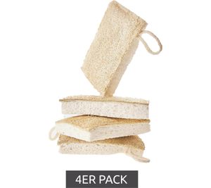 Lot de 4 éponges à vaisselle Swuper ultra-absorbantes en forme de luffa, éponges de nettoyage écologiques, beige/blanc