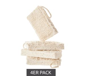 Lot de 4 éponges à vaisselle Swuper en coton ultra-absorbant, éponges de nettoyage écologiques, beige/blanc