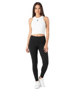Canotta da donna adidas leggera a coste, crop top, maglietta in cotone, maglietta fitness IY9648 bianca