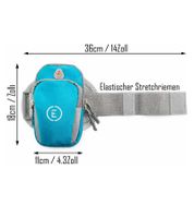 Echelon Lime Sports Armband Pouch for Phones with Headphone Opening, Jogging Armband, Phone Case, Blue