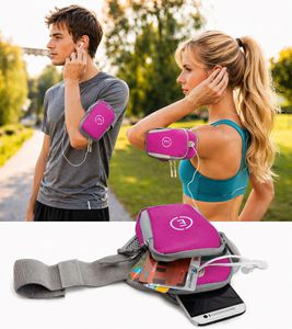 Custodia da braccio sportiva Echelon Lime con apertura per cuffie, custodia da braccio per jogging, rosa