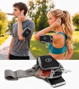 Echelon Lime Sports Armband Phone Case with Headphone Opening, Jogging Armband Phone Case, Black