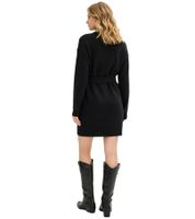 Robe courte en maille noire à manches longues avec ceinture, modèle 921406