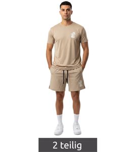 Conjunto deportivo de 2 piezas para hombre ON THAT ASS Reno Camiseta y pantalón corto Beige