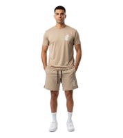 2-Piece ON THAT ASS Reno Men's Sports Set Performance Set Gym Outfit with T-Shirt & Shorts Beige