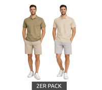 Lot de 2 polos classiques BLEND en coton pour homme (réf. 20718074) : blanc/bleu, beige/marron ou gris/noir