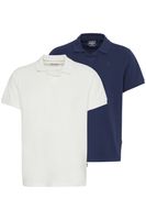 Lot de 2 polos classiques BLEND en coton pour homme (réf. 20718074) : blanc/bleu, beige/marron ou gris/noir