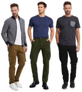 Pantalon cargo homme FQ1924 FQHarris classique avec fermeture à boutons et zip - Pantalon décontracté 21900476-ME en marron, vert ou noir