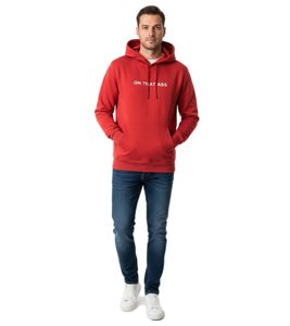 ON THAT ASS Bale Men's Hoodie, Cotton Sweater with Kangaroo Pocket, Red