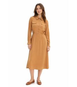 Abito chemisier classico da donna in misto viscosa, modello maxi 943847, colore marrone chiaro